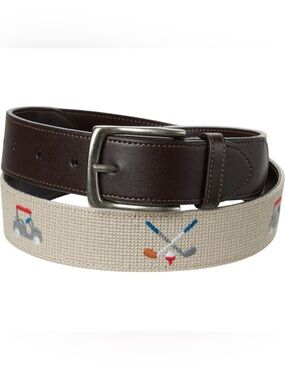 💕 ORIGINAL PENGUIN needlepoint belt NEW clubs and cart cross-stitch size 30